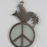 Friedenstaube Halskette, Damen Kette mit Taube und Friedensymbol