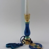 Kerzenständer mit Mati Auge, Blattgold belegt, blau türkis gold