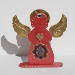 Ariel Engel des Neubeginns Glücksengel Figur in Rot Gold