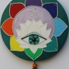 Chakra Farben Lotus Symbol Wand Deko mit Mati Auge und Om, bunt