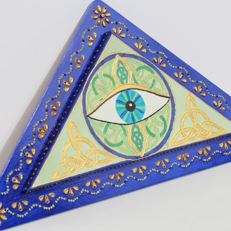 Dreieck Wandbild mit Glücksbringer Auge in keltischem Knoten