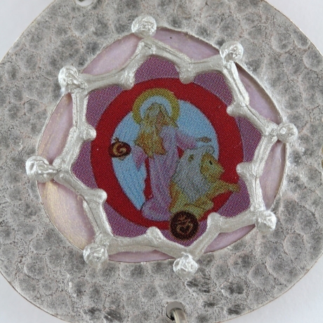 Engel Halskette mit Rosenquarz und Erzengel Ariel Anhänger rosa