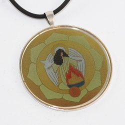 Engel Halskette mit Erzengel Uriel Anhänger an Kautschukkordel Engel Halskette mit Erzengel Uriel Anhänger an Kautschukkordel