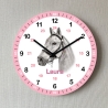 Kinder Wanduhr Pferd Lernuhr Rosa mit Wunsch Name Mädchen 