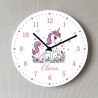 Wanduhr Einhorn Rosa Kinderwanduhr mit Name Geschenk lautlos