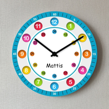 Kinderwanduhr bunte Lernuhr personalisiert Kinderzimmer