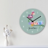 Kinder Wanduhr Eulen mit Namen Geschenk für Mädchen Kinderuhr 