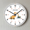 Kinderzimmer Wanduhr Bagger 12/24 Stunden Kinder Lernuhr Namen