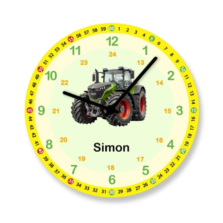 Wanduhr Traktor Lernuhr Jungen Kinderuhr personalisiert