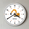 Wanduhr Bagger Kinder Lernuhr personalisiert Baustelle Auto
