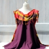 Boho Strand Tunika Top mit Fransen Pelerine in Purpur Lila Bunt