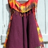 Boho Strand Tunika Top mit Fransen Pelerine in Purpur Lila Bunt