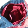 Lustige Damen Unikat Jeans Tasche mit Rosen und Spitze in Pink