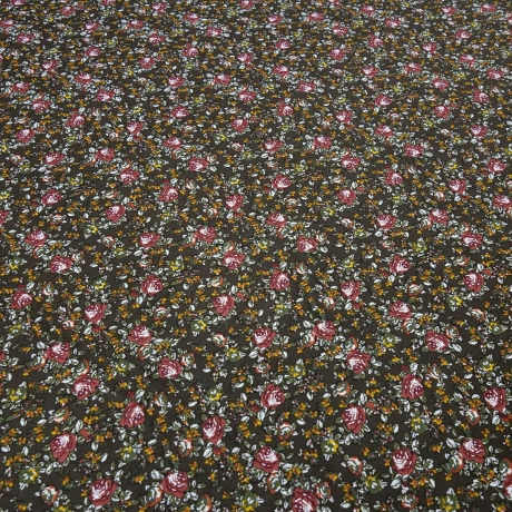 Stoff Viskose Jersey Blumen Streublumen braun bordeaux oliv