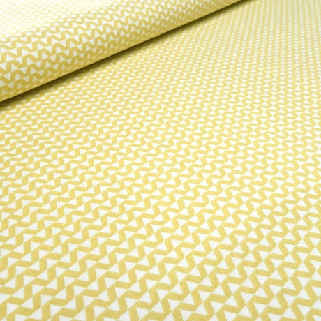 Stoff Baumwolle Popeline Wellen kleingemustert gelb weiß