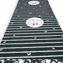 Stoff Jersey Baumwolle Vögel Blumen Panel 75cm x 140cm schwarz