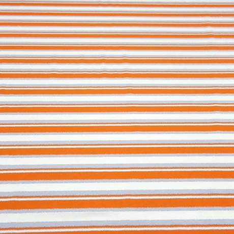 Stoff Baumwolle Jersey gestreift orange weiß grau silber Lurex