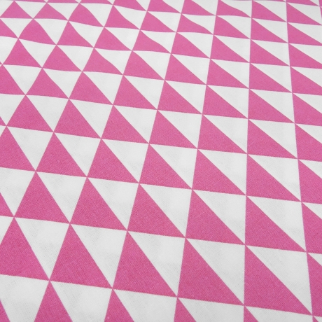 Stoff Baumwolle Popeline Dreiecke grafische rosa pink weiß