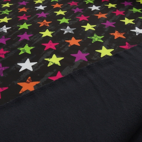 Stoff Softshell Sterne Stars schwarz anthrazit mulitcolor bunt