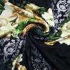 Stoff Viskose Jersey Blumen Ornamente schwarz grau grün braun