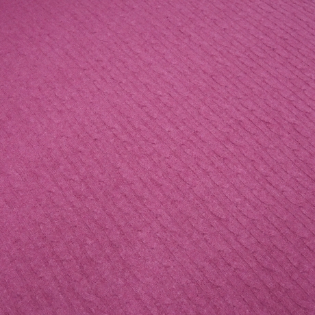 Stoff 100% Merino Merinostrick Zopfmuster pink fuchsia uni