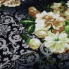 Stoff Viskose Jersey Blumen Ornamente schwarz grau grün braun