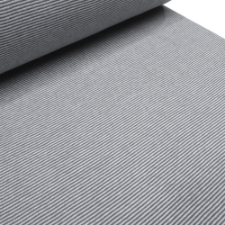 Stoff Baumwolle Bündchenstoff Schlauchware grau 1mm gestreift