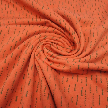 Stoff Baumwolle French Terry Funky Stripes Streifen orange khaki