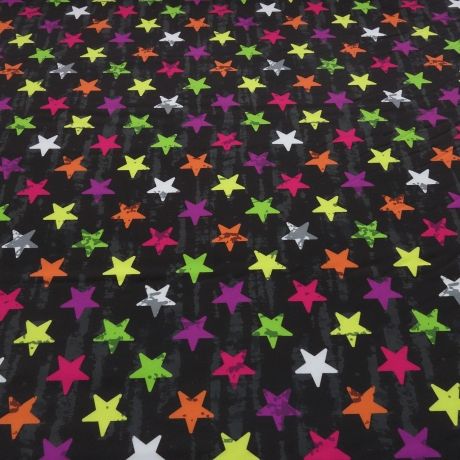 Stoff Softshell Sterne Stars schwarz anthrazit mulitcolor bunt