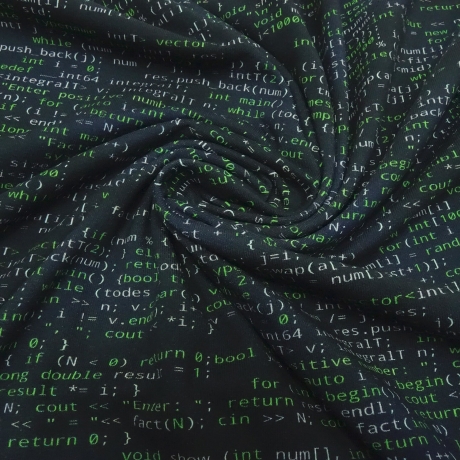 Stoff Baumwolle Jersey Computercode Nerd schwarz grün weiß