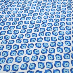 Stoff Baumwolle Popeline Tante Ema Ornamente Tropfen weiß blau