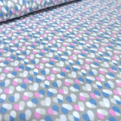 Stoff Baumwolle Jersey Herzen grau rosa blau Kleiderstoff