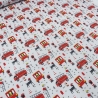 Stoff Baumwolle Jersey Feuerwehr Hunde Dalmatiner grau rot gelb