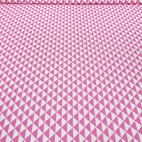 Stoff Baumwolle Popeline Dreiecke grafische rosa pink weiß