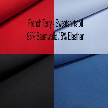 Stoff Baumwolle French Terry Sweatshirtstoff uni diverse Farben