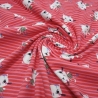 Stoff Baumwolle Jersey Katzen Kätzchen Streifen rot rosa weiß