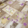 Stoff Dekostoff Blumen Herzen Holz braun beige flieder grün bunt