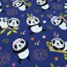 Stoff Baumwolle Jersey Panda Bär blau weiß bunt Kleiderstoff