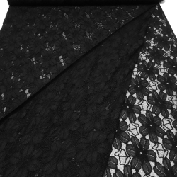 Stoff Spitze Spitzenstoff elastisch Blumenmuster schwarz Gothic