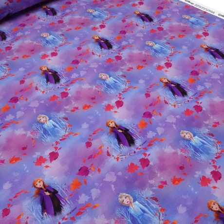 Stoff Baumwolle Jersey Disney Frozen Anna Elsa blau lila bunt