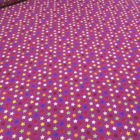 Stoff Baumwolle Jersey Sterne pink bunt  multicolor Kleiderstoff