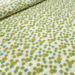 Stoff Baumwolle Popeline kleingemustert ecrú grün curry