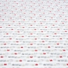 Stoff Baumwolle Popeline Kronen Design weiß rot grau