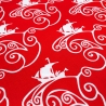 Stoff Baumwolle Popeline Schiffe Wellen rot weiß Kleiderstoff