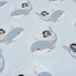 Stoff Baumwolle Jersey Wale Mädchen hellblau grau rosa