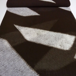 Stoffe Viskose Chiffon Georgette geometrischen Muster braun weiß