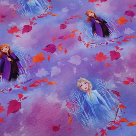 Stoff Baumwolle Jersey Disney Frozen Anna Elsa blau lila bunt