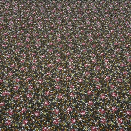 Stoff Viskose Jersey Blumen Streublumen braun bordeaux oliv