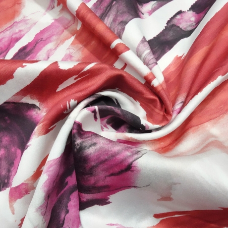 Stoff Baumwolle abstrakt weiß rot pink obergine Blusenstoff