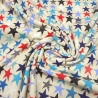 Stoff Baumwolle Jersey Sterne beige blau rot schwarz weiß